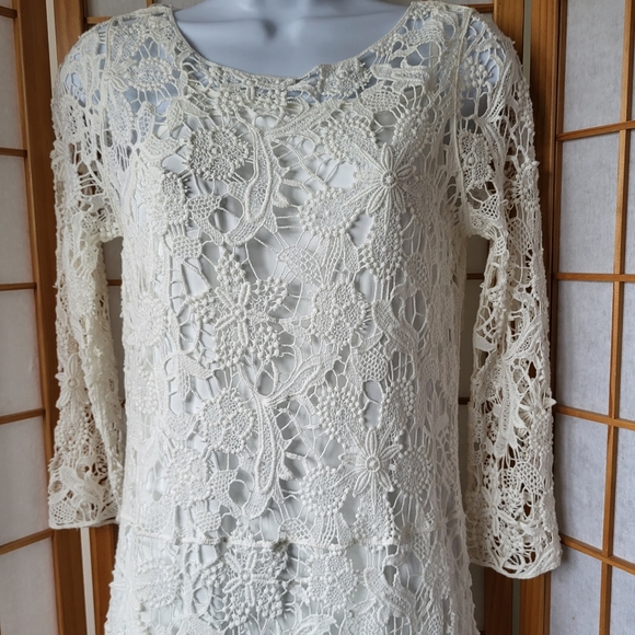 NWT RALPH LAUREN KNEE LENGTH EXCLUSIVE WINTER WHITE CROCHETED COTTON DRESS SMALL - Picture 8 of 14